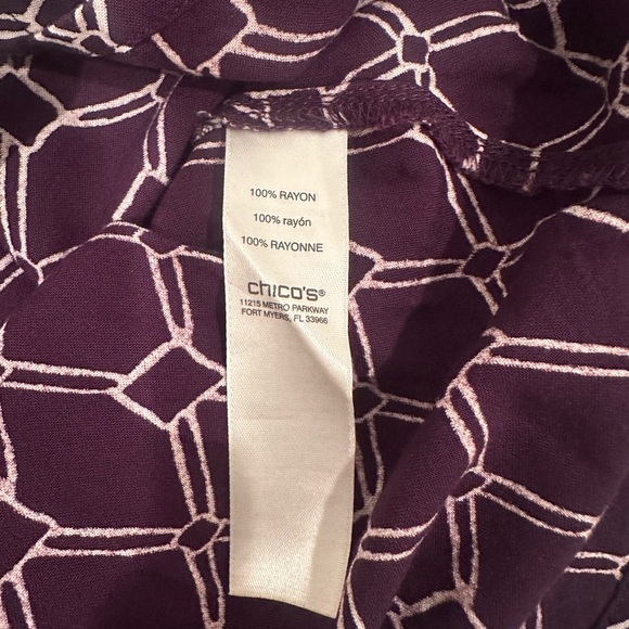 Chico's Navy and White Button Down Shirt with Notched Collar Artsy Summer Sz 3X - Picture 6 of 7